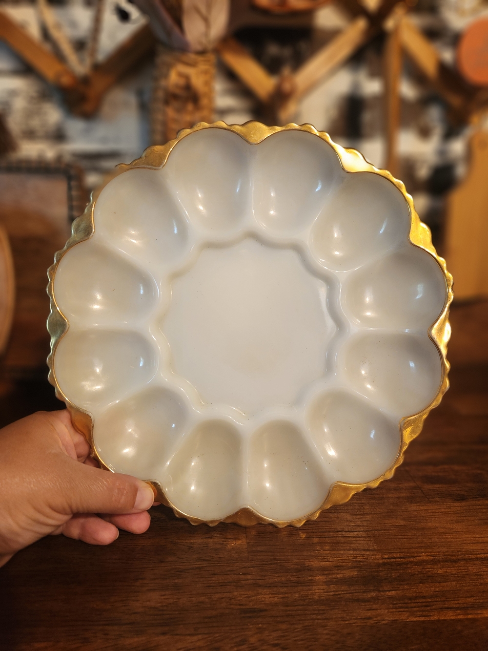Vintage Anchor Hocking milk glass deviled egg platter